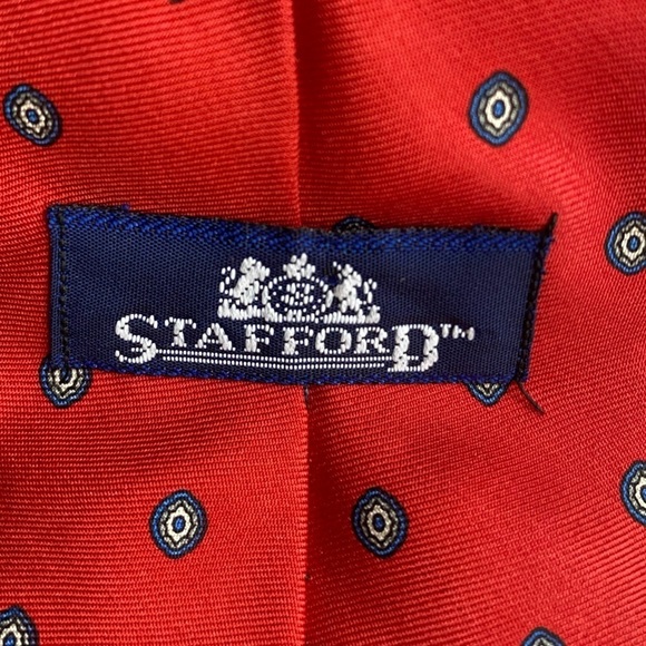 Stafford Neck Tie 58” Men Necktie Stafford Red Blue Green Geometric Classic - Picture 3 of 3